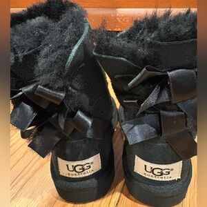 UGG Black Winter Boots with Satin Bows - Bailey Bow II Boot